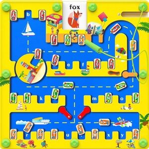 Fox Alphabet Maze Board - Blue and Yellow